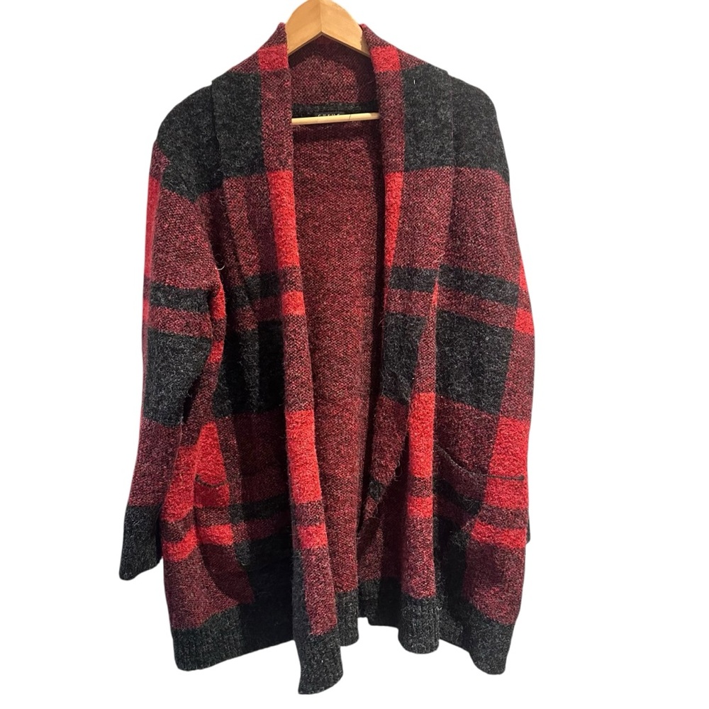 Cyrus Red and Black Plaid Sweater Coat Size 1X